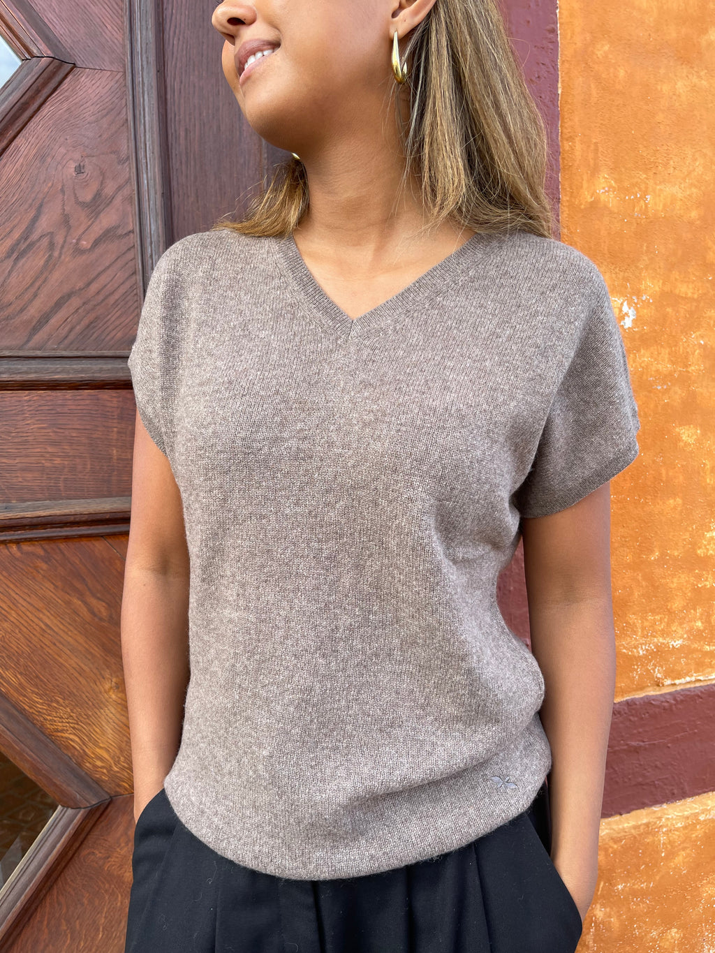 BTF cashmere vest brun melange