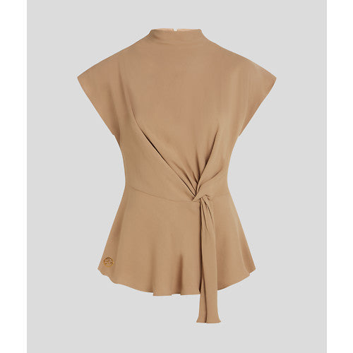 Karl Lagerfeld Fluid Short Sleeve Knot Blouse