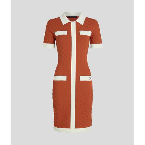 Karl Lagerfeld Polo Contrast Knit Dress