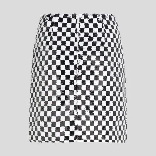 Karl Lagerfeld Checkerboard Sequin Skirt