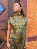 Momoni grøn/guld silke bluse