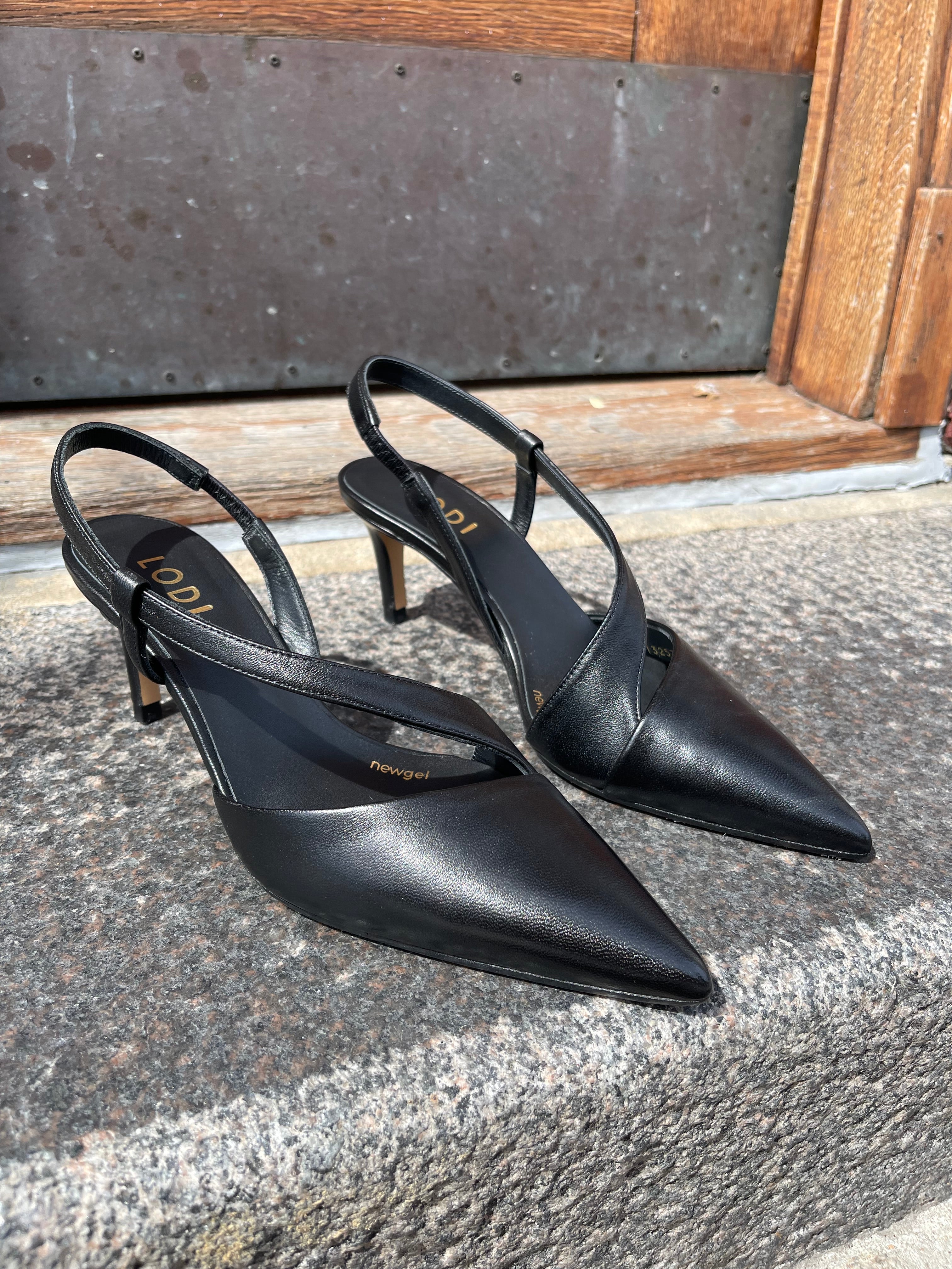 Lodi slingback i sort skind