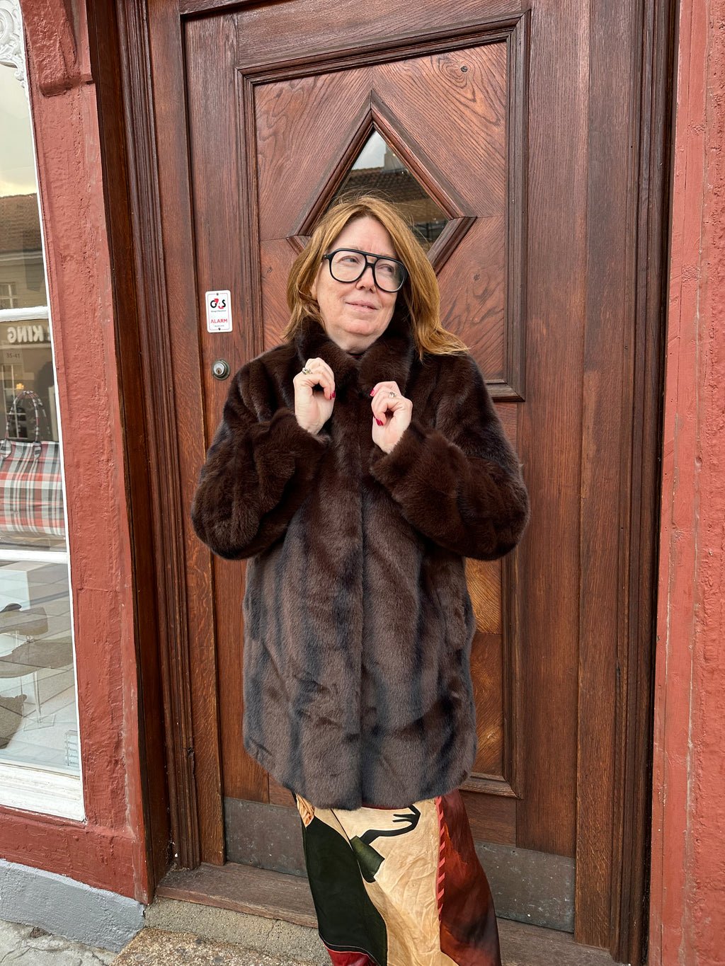 Chokoladebrun faux fur frakke