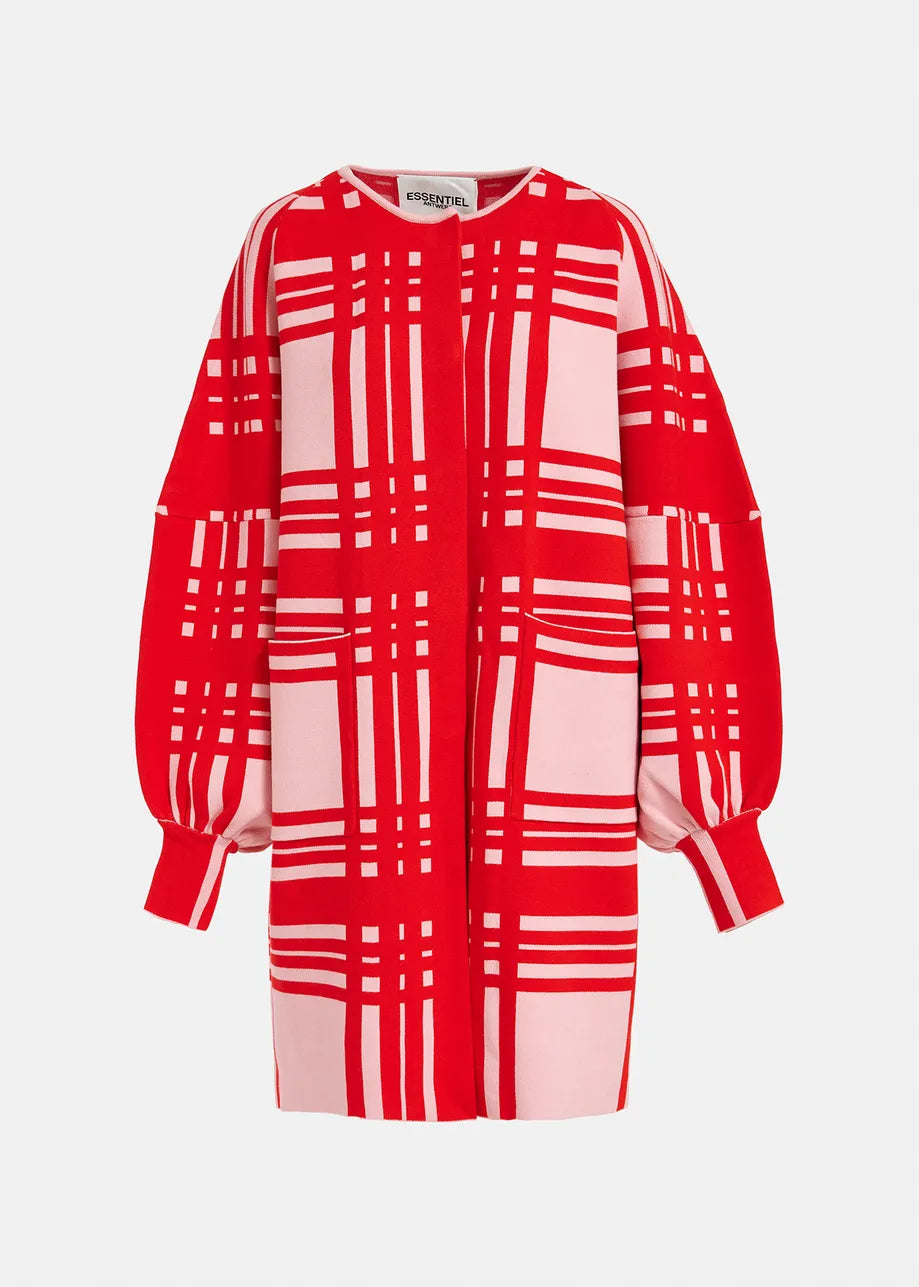 Essentiel cardigan med rødt tern