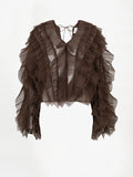Dante Ruffle Shirt Brown